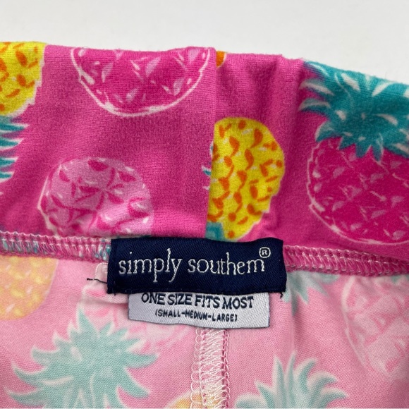 Simply Southern Pink Yellow Pineapple Fruit Leggings Stretch Women One Size - Picture 2 of 5